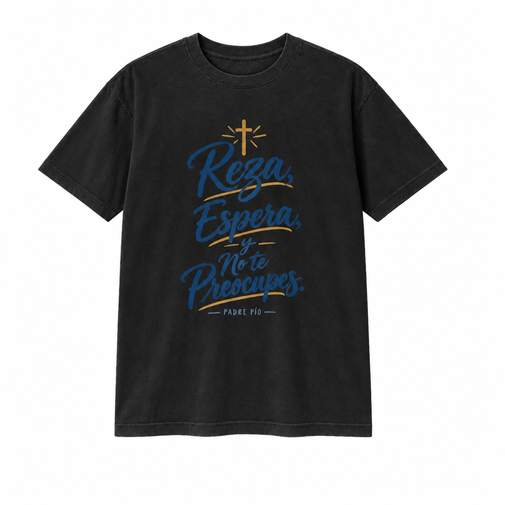 Spanish prayer design on vintage black